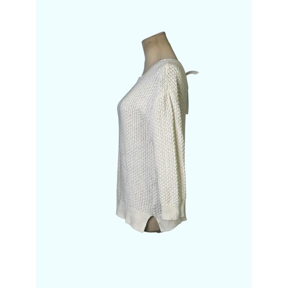 Jusglitty white 3/4 sleeves back laced up sweater size 2 - Picture 6 of 11